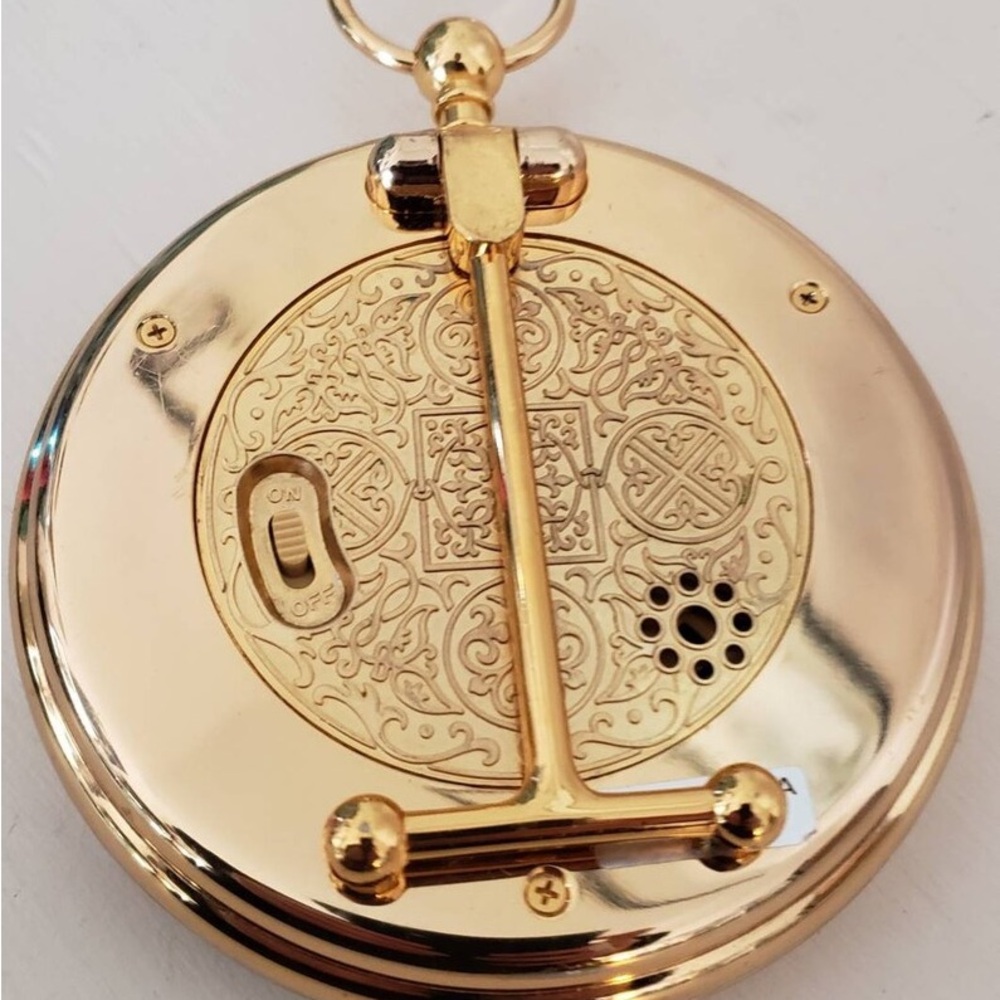 Gold Desk Clock Pocket Watch Style Seiko Japan Vintage Alarm Clock - Picture 8 of 10
